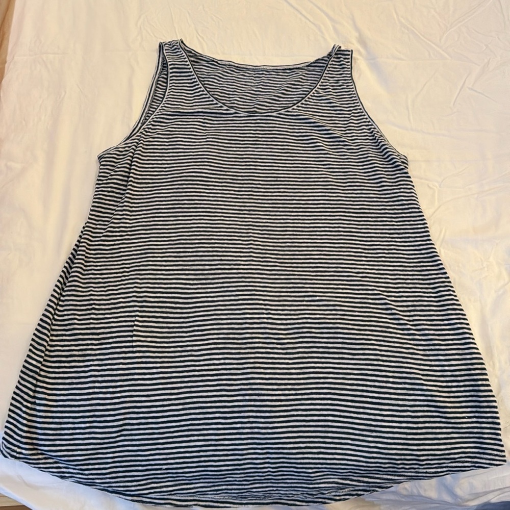 Eileen Fisher Loose linen tank blue stripes